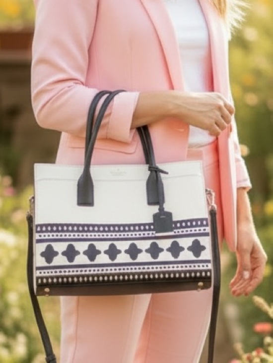 kate spade Handbags - kate spade cream and black patterned bag